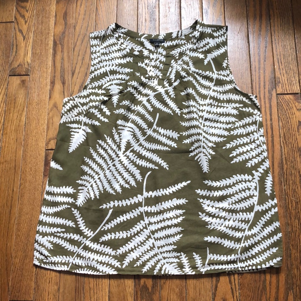 EUC Talbots cotton palm pop over sleeveless shell top Size M